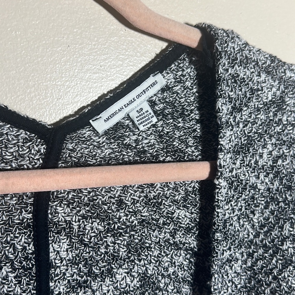 American Eagle Black White Marled Knit Cardigan Sweater | Small - Picture 3 of 4